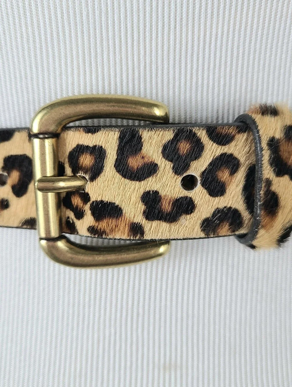 J. Crew Leopard Print Calf Hair Made In USA Italian Leather Belt - Picture 5 of 11